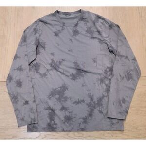 Lululemon T Shirt Mens Large Gray‎ Tie Dye Fundamental Tee Long Sleeve Workout